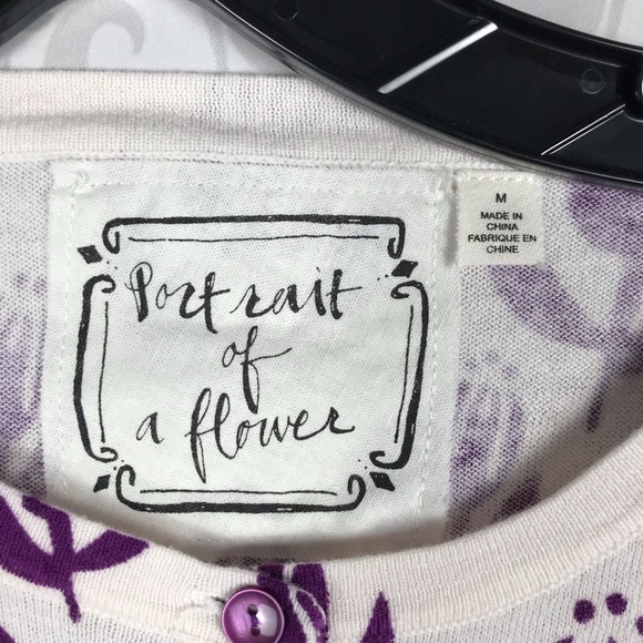 ❤️ Purple White Cardigan Portrait Of A Flower - Picture 5 of 7